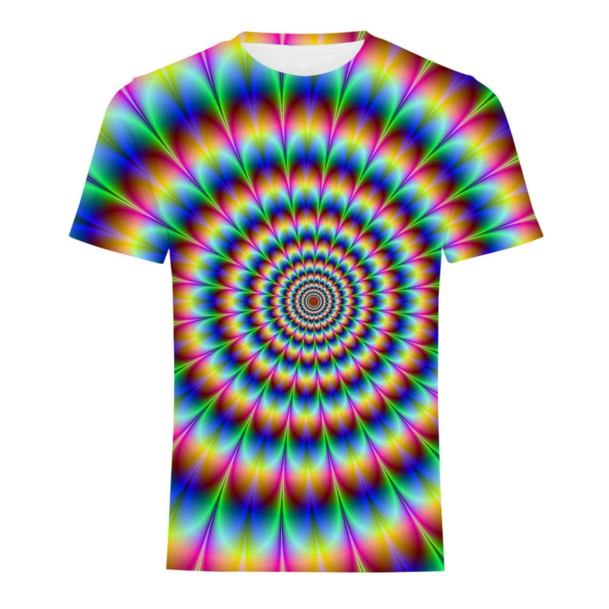 Mens Fashion Casual Digital Print Crew Neck T-shirt - Mubimart