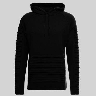 Mens Long Sleeve With Pleated Stripes Hoodies - Mubimart