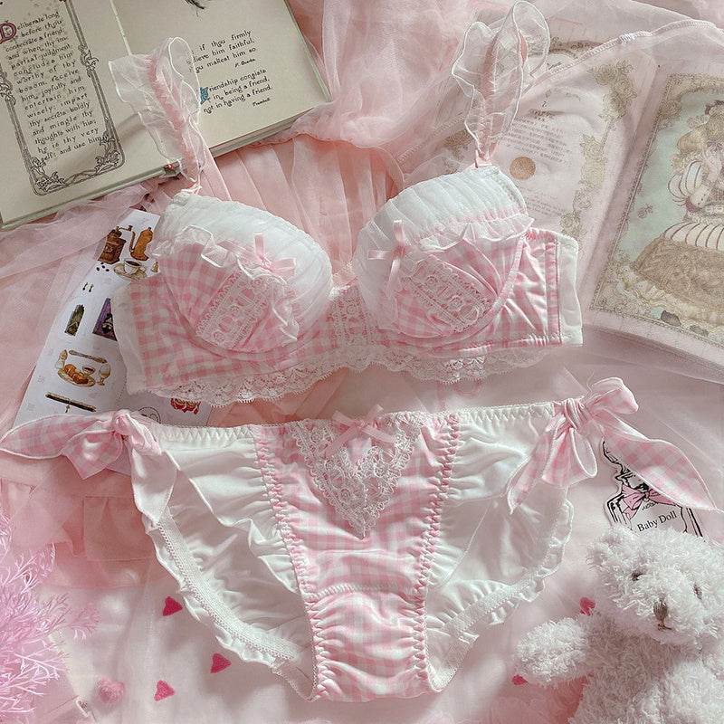 Underwired Thin Plus Size Up Bra Set - Mubimart