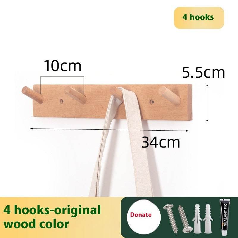 Clothes Hanging Rack Solid Wood Hook Strong Clothes Hook - Mubimart