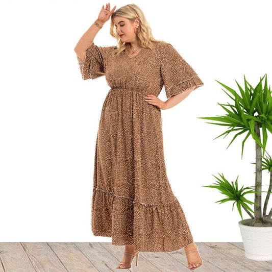 Bohemian Plus Size Women's Fashion Polka Dot Dress Women - Mubimart