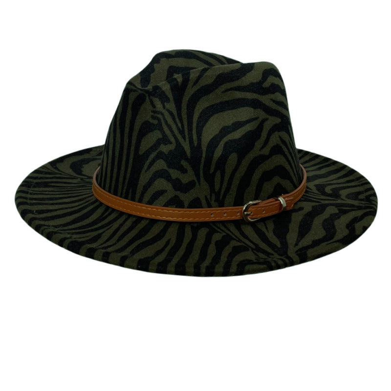 Meisjes Zebra Prints Zonbescherming Fedora Bontvilten Hoed