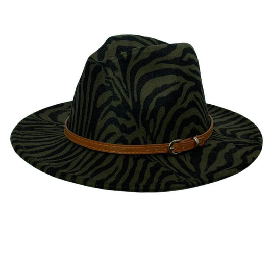 Girls Zebra Prints Sun Protection Fedora Fur Felt Hat - Mubimart