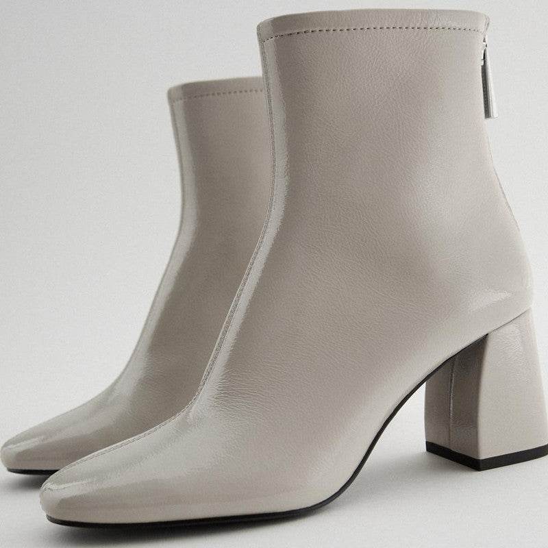 Thick heel square toe barefoot boots - Mubimart