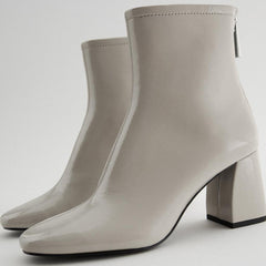 Thick heel square toe barefoot boots