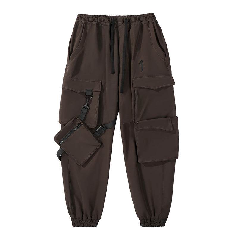 Men's Loose Casual Pocket Trousers With Ribbon Cargo Jogger Pants - Mubimart