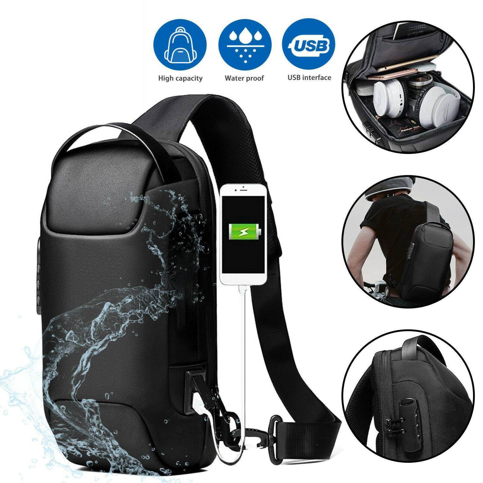 Men's Waterproof Oxford Multifunction Crossbody Bags Anti-theft Shoulder Bags Messenger Sling Chest Bag Pack For Male Sling Shoulder Crossbody Waterproof Anti-theft Chest Bag Backpack Pack USB - Mubimart