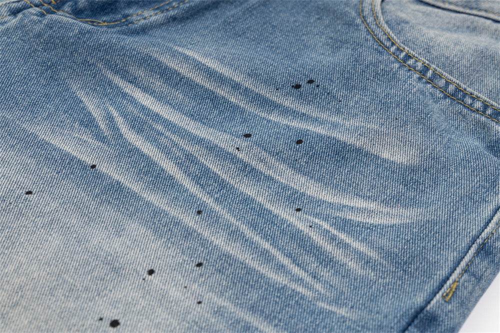 Gradient Loose Wide Leg Jeans For Men And Women - Mubimart