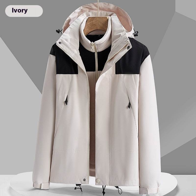 Hooded Windbreaker Unisex Fashion Colorblock Zip-up Jacket With Pockets Waterproof Outwear For Women Men Clothing - Mubimart