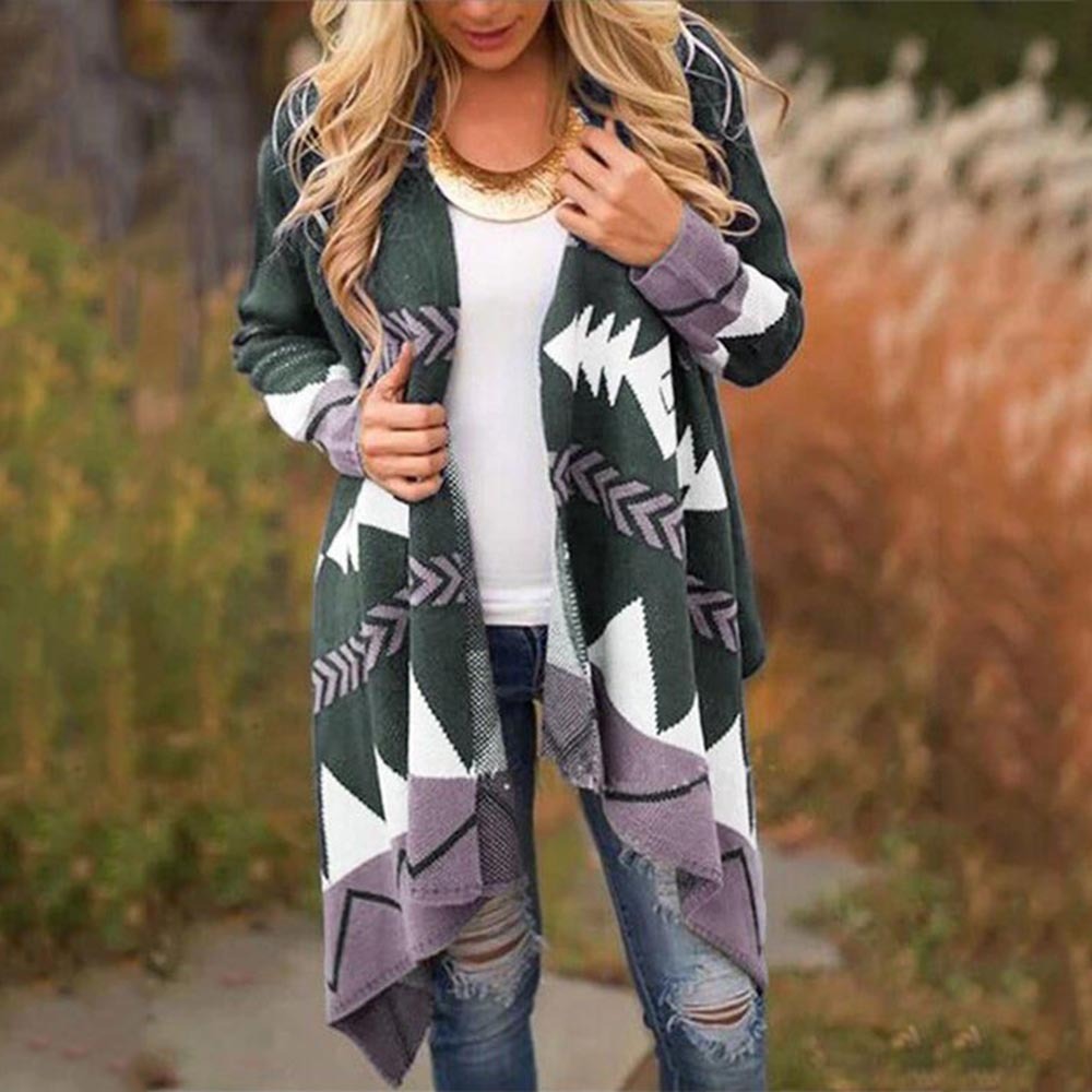 Geometric print plus size sweater