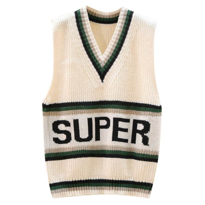 Women's letter sweater vest - Mubimart