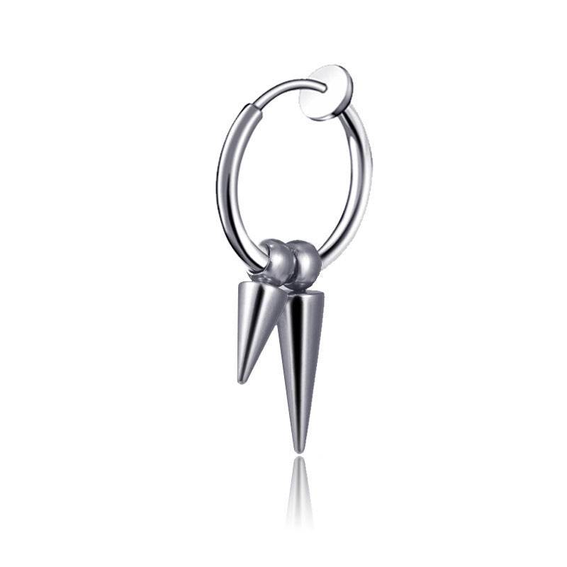 Stainless Steel Tassel Earrings Titanium Steel Single Point Stud Earrings Men - Mubimart