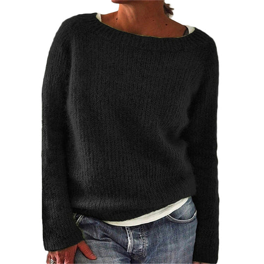 Women's Sweater Solid Color Static Version Basic Style Round Neck