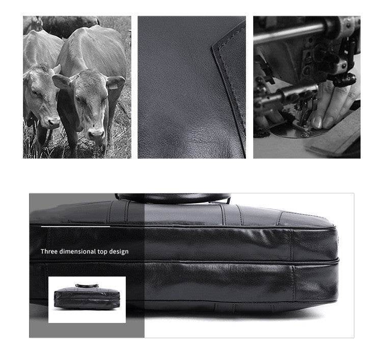 Leather Men's briefcase - Mubimart