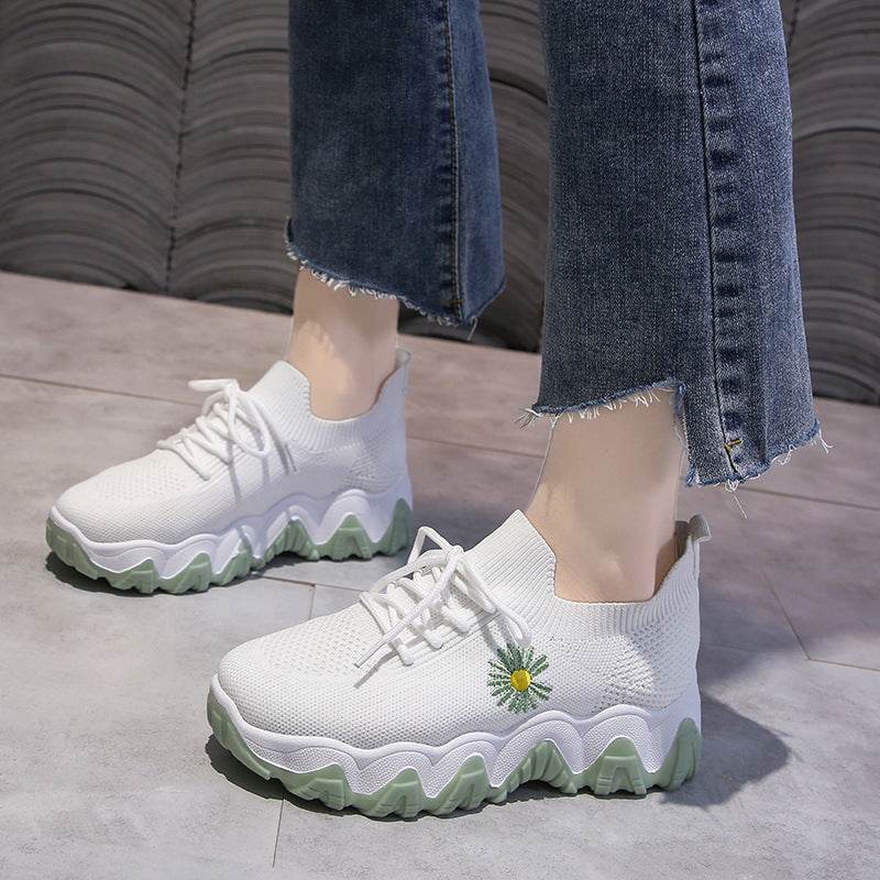 Flying Woven Mesh Small Daisy Sneakers Women - Mubimart