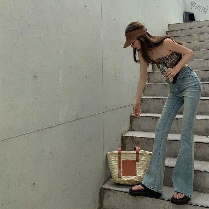 Retro Bootcut Jeans Women's Thin Section High Waist Slim Fit - Mubimart