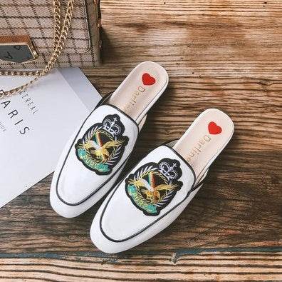 Embroidery Mules Shoes - Mubimart