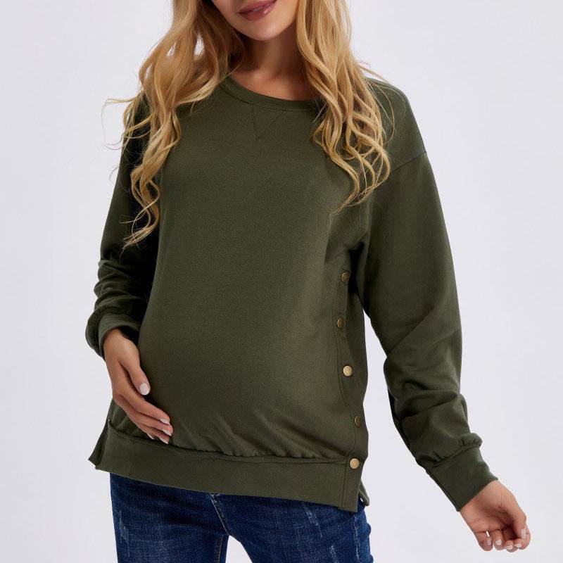 Autumn And Winter New Long Sleeve Maternity Clothing Loose Sweater - Mubimart