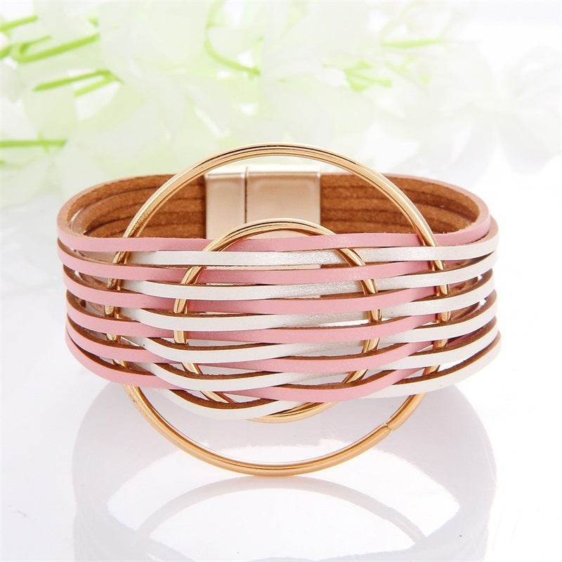 New Popular Multi-color Leather Charm Bracelet Men And Women Same Ornament Can Be Used As Gifts - Mubimart