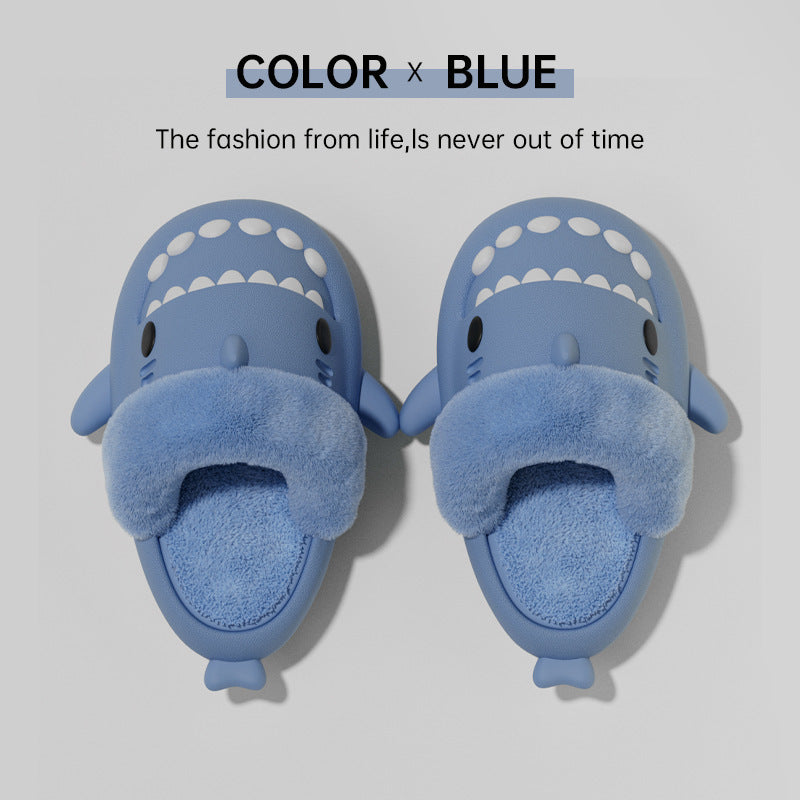 Winter Shark Slippers Detachable Warm Fuzzy Slippers Bedroom House Shoes Women - Mubimart -  