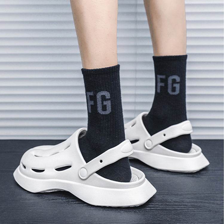 Fashion Clogs Shoes Summer Ankle-wrap Slippers Garden Beach Shoes - Mubimart
