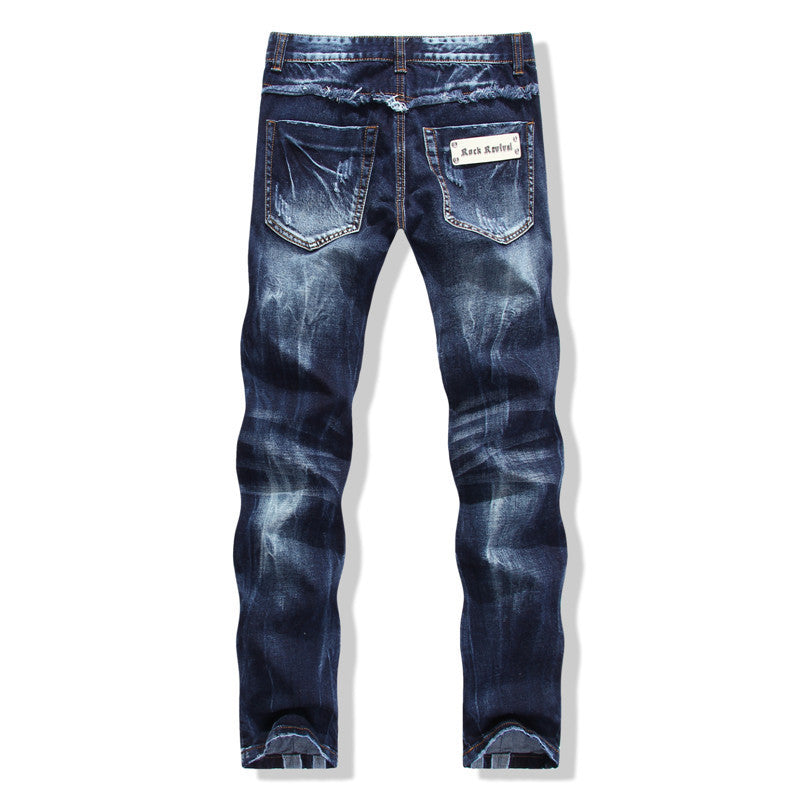 Panelled Statement Jeans Versleten Slim Fit