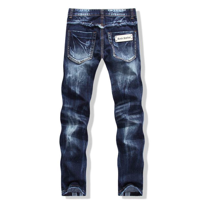 Panelled Statement Jeans Frayed Slim Fit - Mubimart