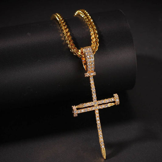 Cross Pendant Hip Hop Necklace Men - Mubimart