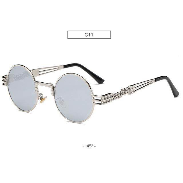 Gold Metal Fashion John Lennon Round Sunglasses Steampunk Sunglasses Mens Womens Retro Vintage Coating Mirrored Eyewear Shades - Mubimart