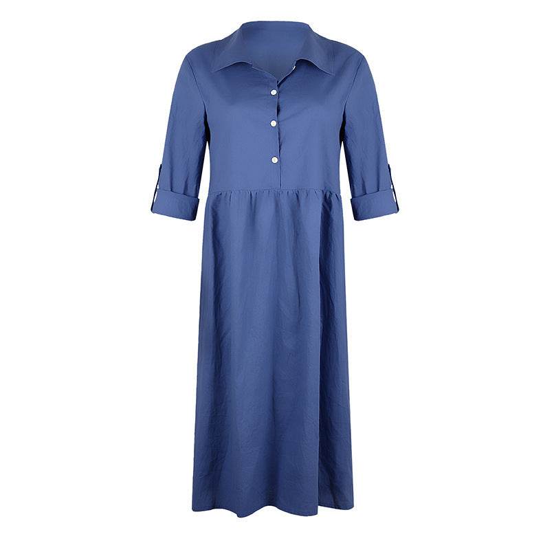 Loose button midi dress - Mubimart