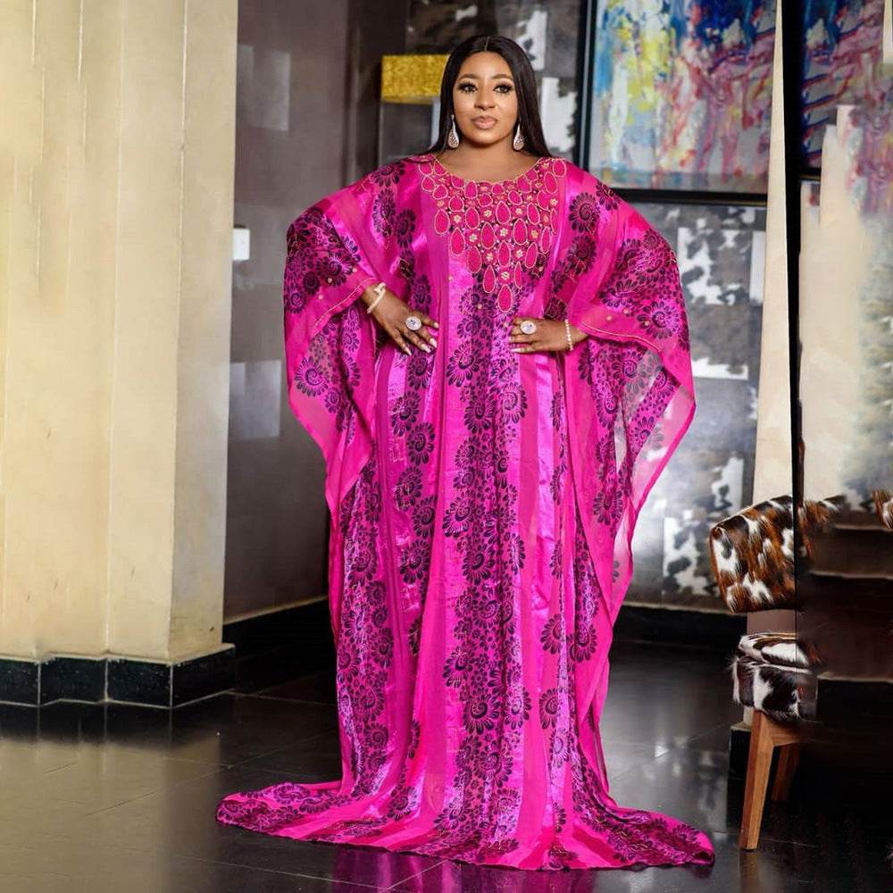 Women's Robe Chiffon Rhinestone Plus Beads Stretch Dress - Mubimart
