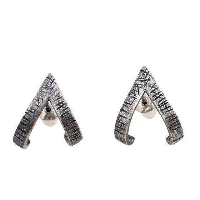 Geometric Triangle Earrings Men Retro Fashion - Mubimart