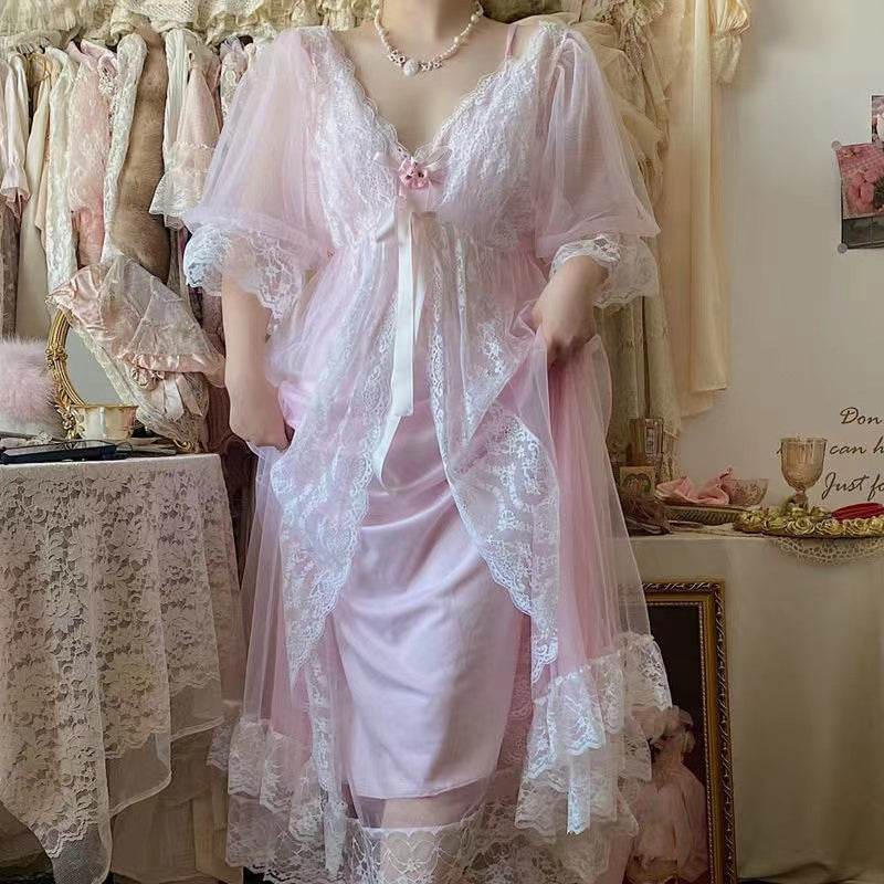 Women's Fashion Loungewear Mesh Two-piece Set - Mubimart