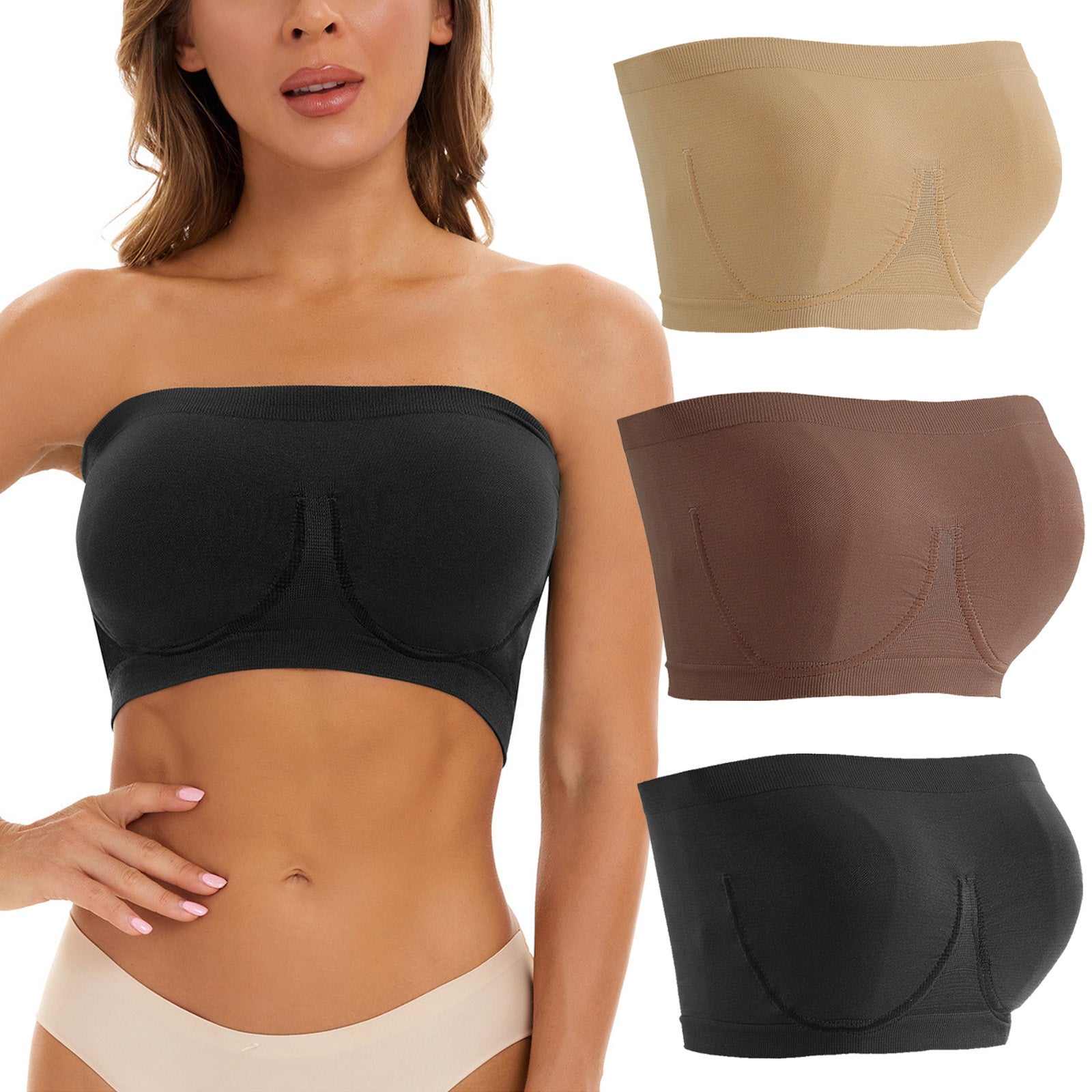 Plus Size Women's Seamless Bandeau Bra - Mubimart -  