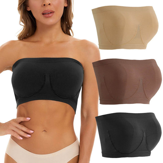 Plus Size Women's Seamless Bandeau Bra - Mubimart