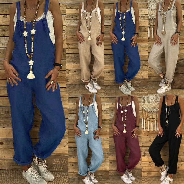 Loose suspender jumpsuit plus size overalls - Mubimart - Plus Size Jumpsuit 