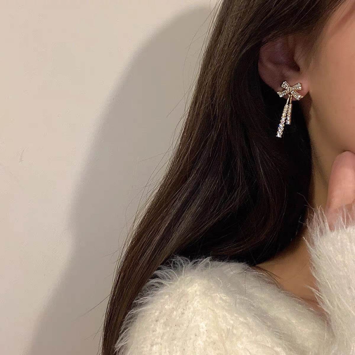 New Super Fairy Bow Stud Earrings For Women Niche Design Stud Earrings - Mubimart