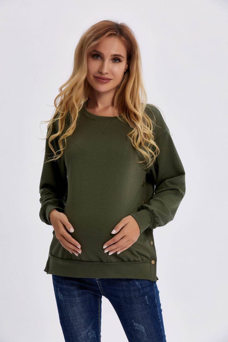 Autumn And Winter New Long Sleeve Maternity Clothing Loose Sweater - Mubimart