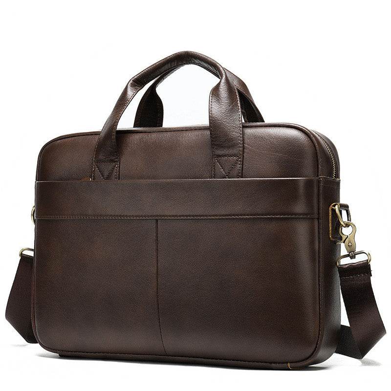 Business first layer leather briefcase - Mubimart