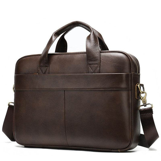 Business first layer leather briefcase - Mubimart