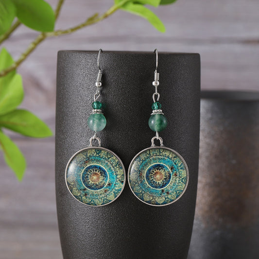 Time Stone Earrings Ethnic Style Dreamcatcher Long Drop Earrings Women