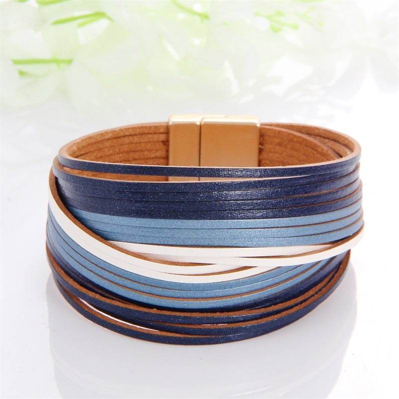New Popular Multi-color Leather Charm Bracelet Men And Women Same Ornament Can Be Used As Gifts - Mubimart