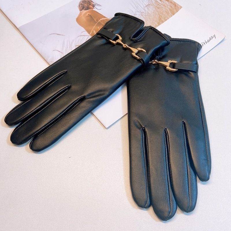Gloves Women's Winter Warm Plus Fleece Gloves PU - Mubimart