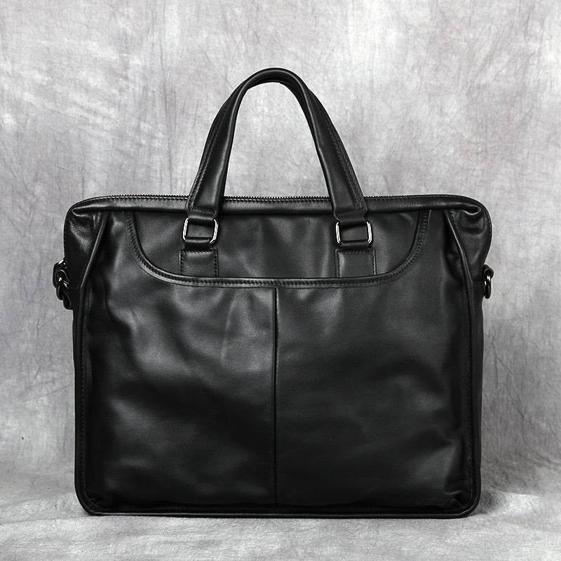 Men's Portable Leather Leisure Briefcase - Mubimart
