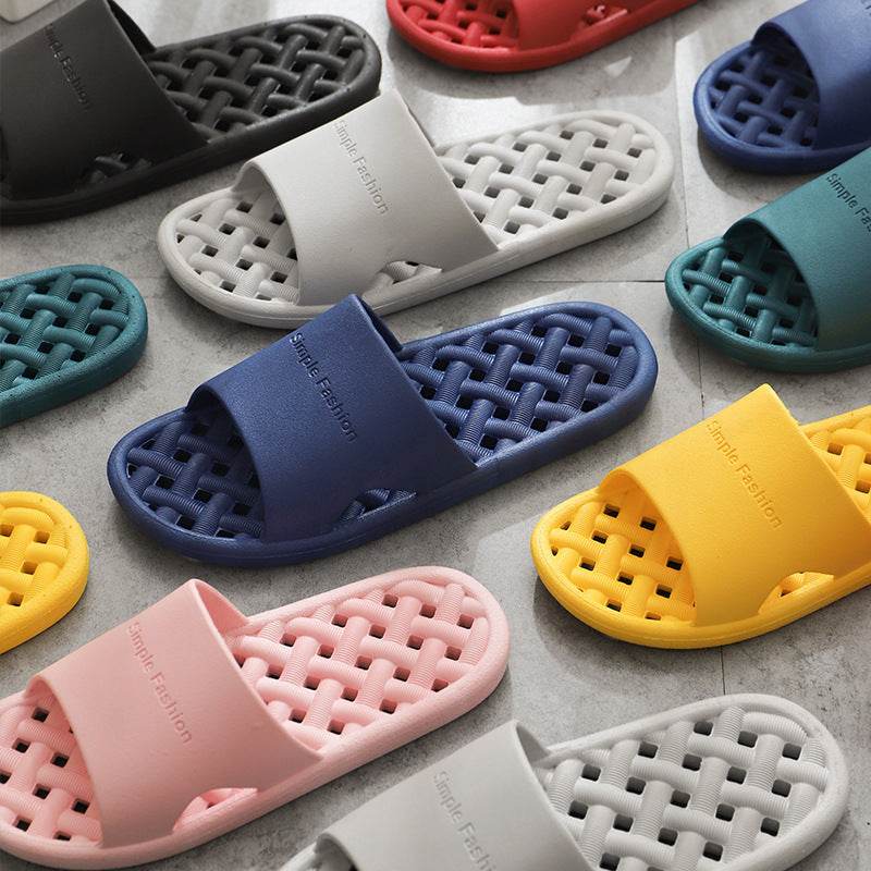 Solid Color Letter Bath Indoor Non-slip Plastic Slipper - Mubimart