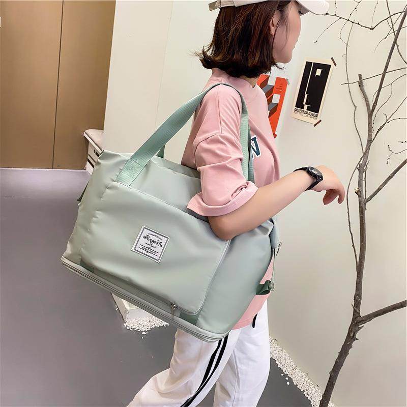 Foldable Storage Travel Bag Waterproof Large Capacity Gym Fitness Bag Weekender Overnight For Women - Mubimart