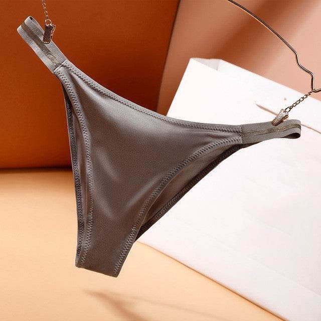 Sexy Seamless Women Panties Bikini Bottoom Low-rise Tempting Thong Thin Ice Silk Underwear Girls Soft Breathable Underpants - Mubimart