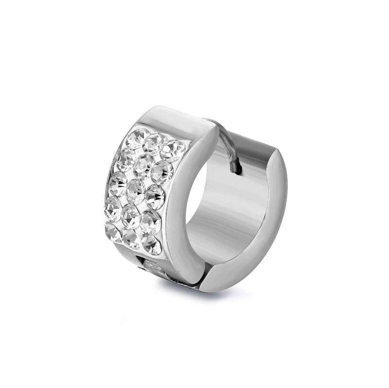Fashion Titanium Steel Multi-row Rhinestone Zircon Stainless Steel Earrings For Men And Women - Mubimart