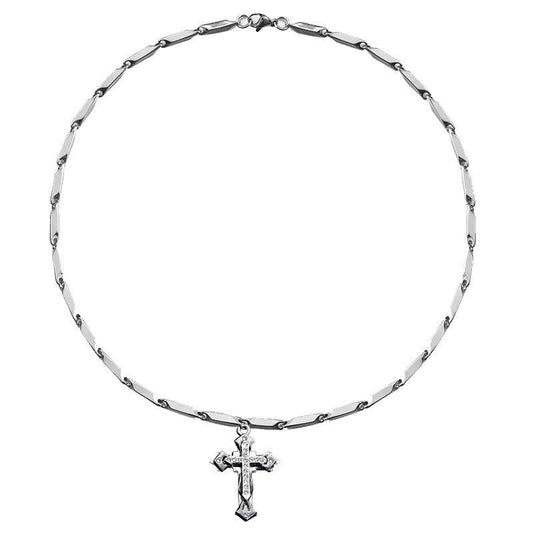 Mens Fashion Cross Pendant Necklace With Diamonds - Mubimart