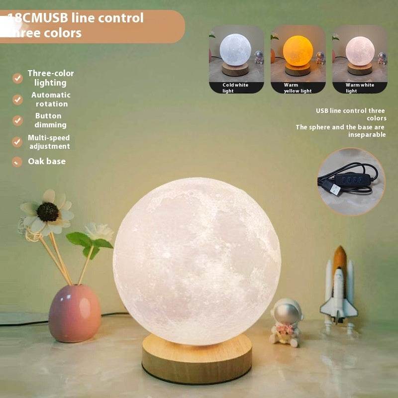 Rotating Sleeping Moon Small Night Lamp - Mubimart